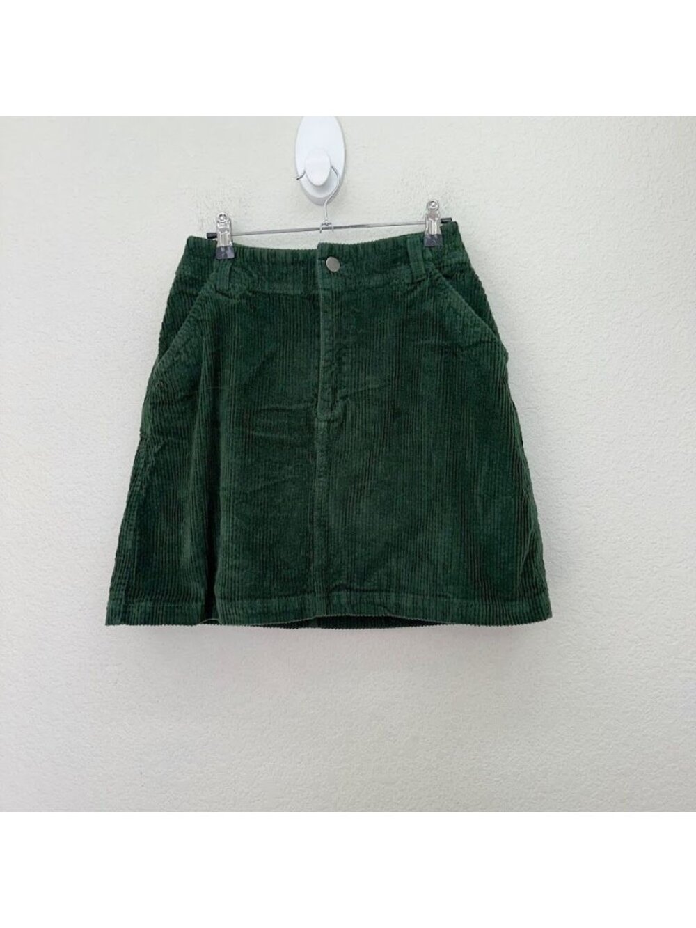 Pact Dark Green Corduroy A-Line Skirt